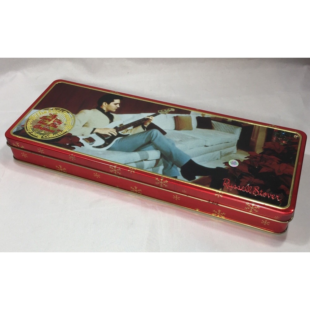 Elvis Presley Russell Stover Christmas Holiday Song Collection Red Metal Tin